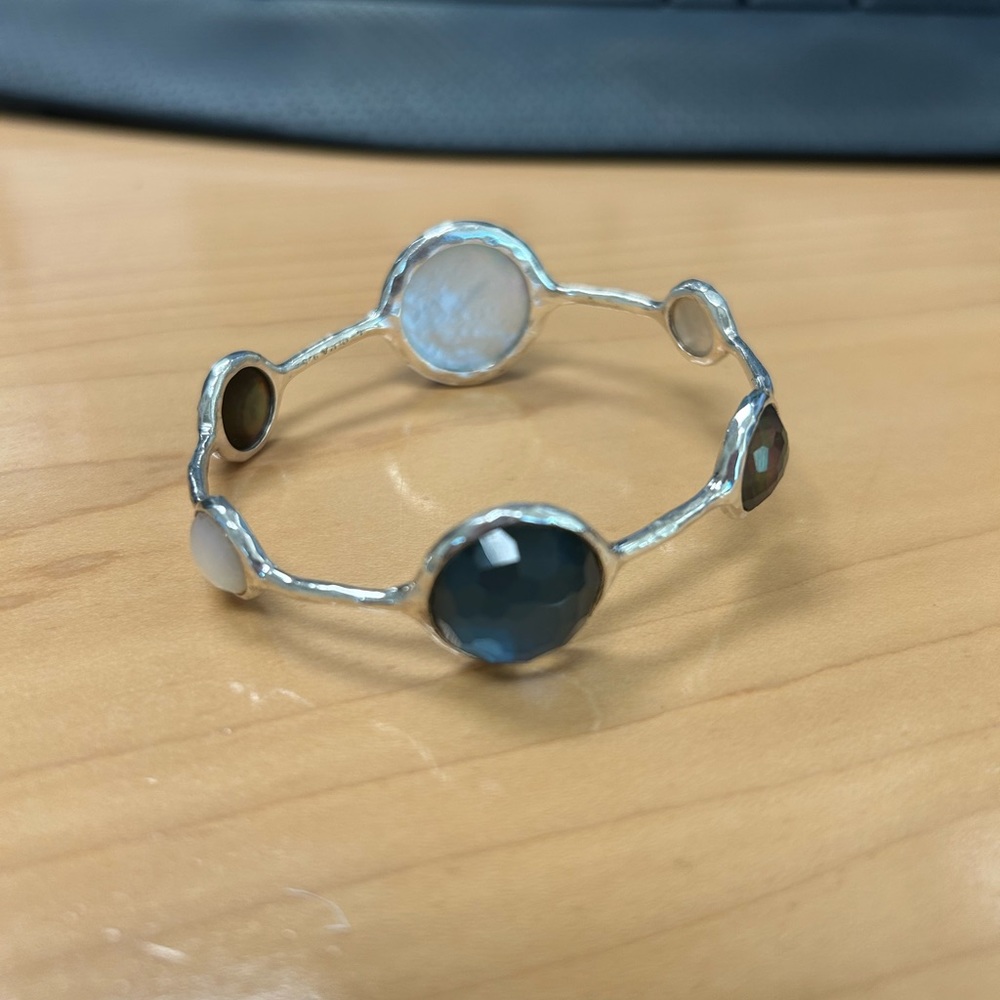 Ippolita 6 stone large bangle sterling silver